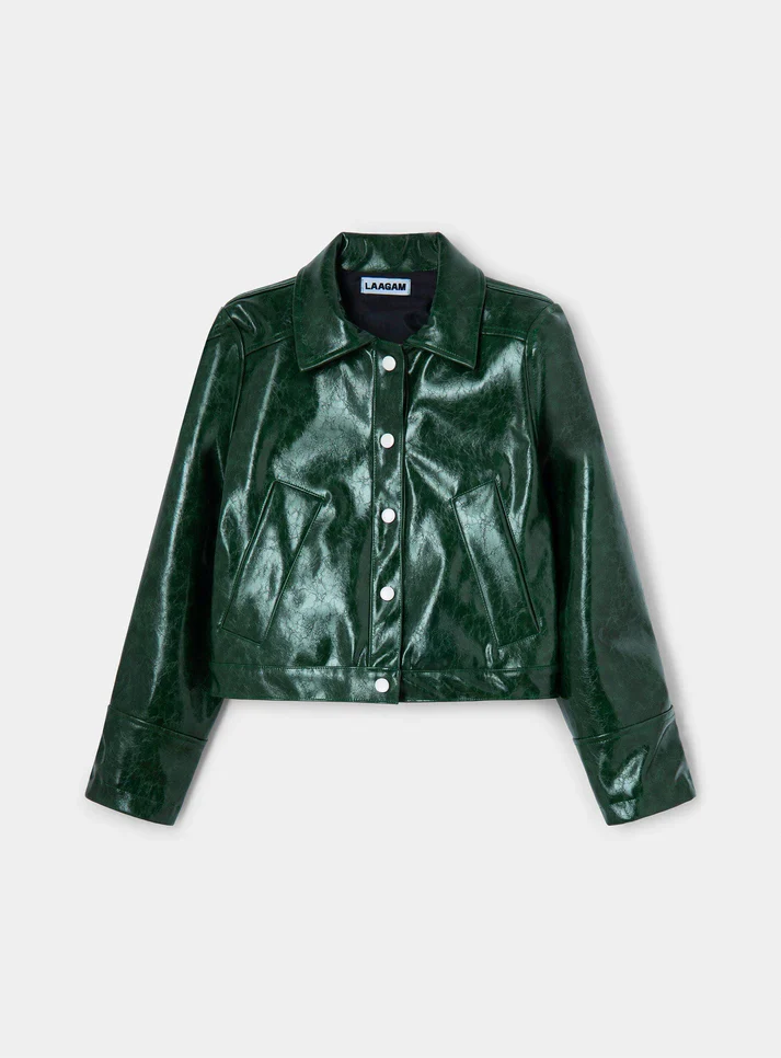 LAAGAM - LENA GREEN FAUX LEATHER JACKET - Image 5