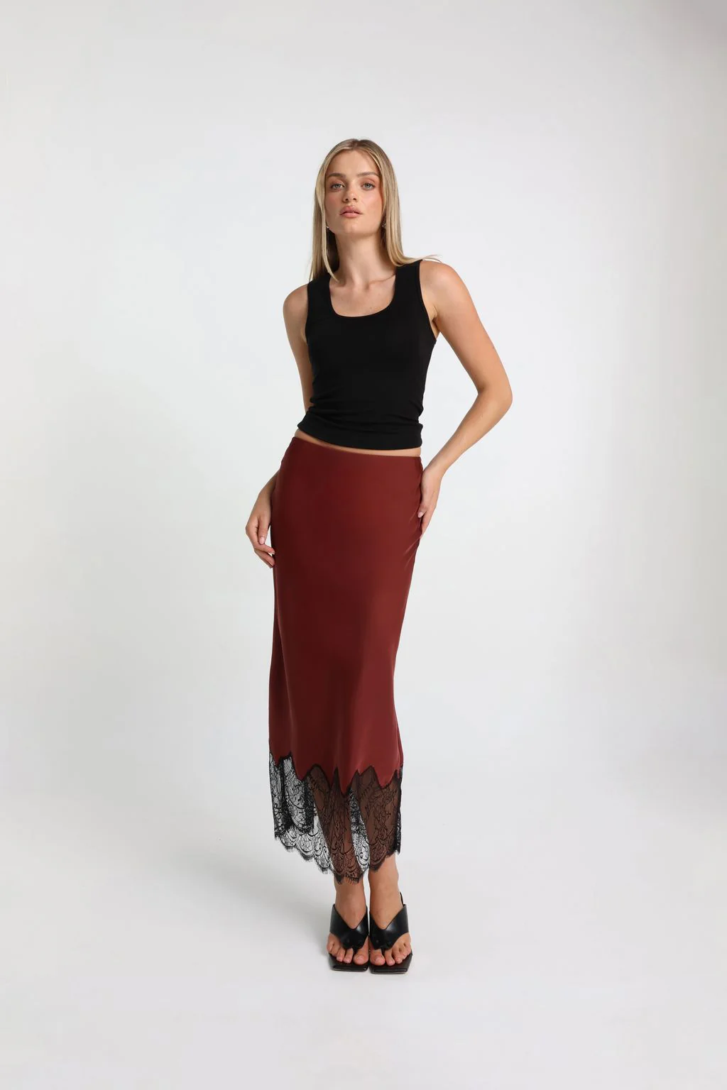 MADISON THE LABEL - LUELLA SKIRT (MERLOT) - Image 4