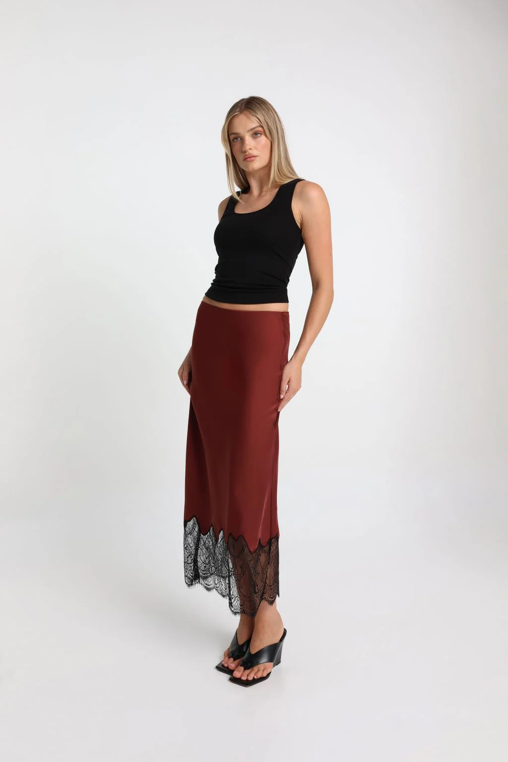 MADISON THE LABEL - LUELLA SKIRT (MERLOT) - Image 5