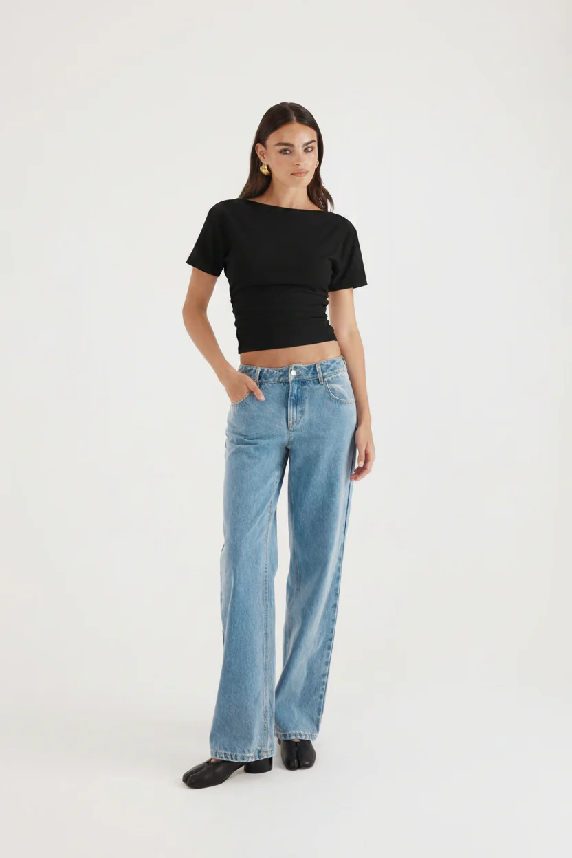 MADISON THE LABEL - OXFORD TOP (BLACK) - Image 3
