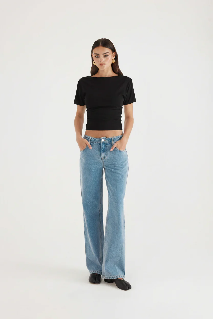 MADISON THE LABEL - OXFORD TOP (BLACK) - Image 4