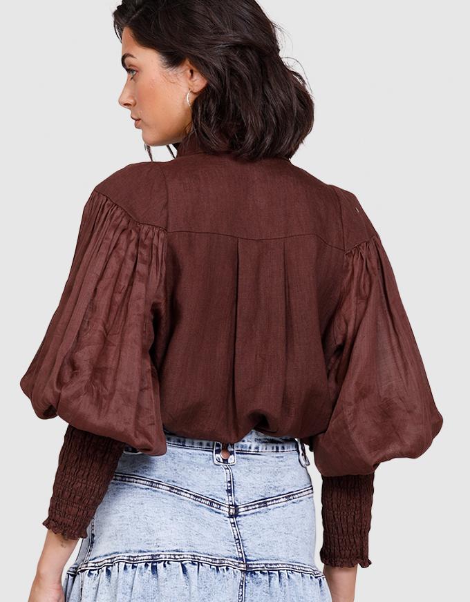 Ministry Of Style - Wrangler Shirred Blouse Coco De Mer   FINAL SALE - Image 3