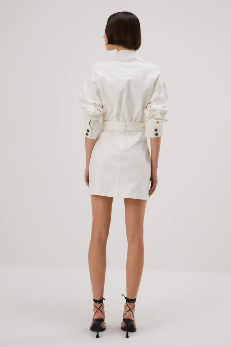 MISHA - Allie Denim Mini Dress (Ivory) - Image 2
