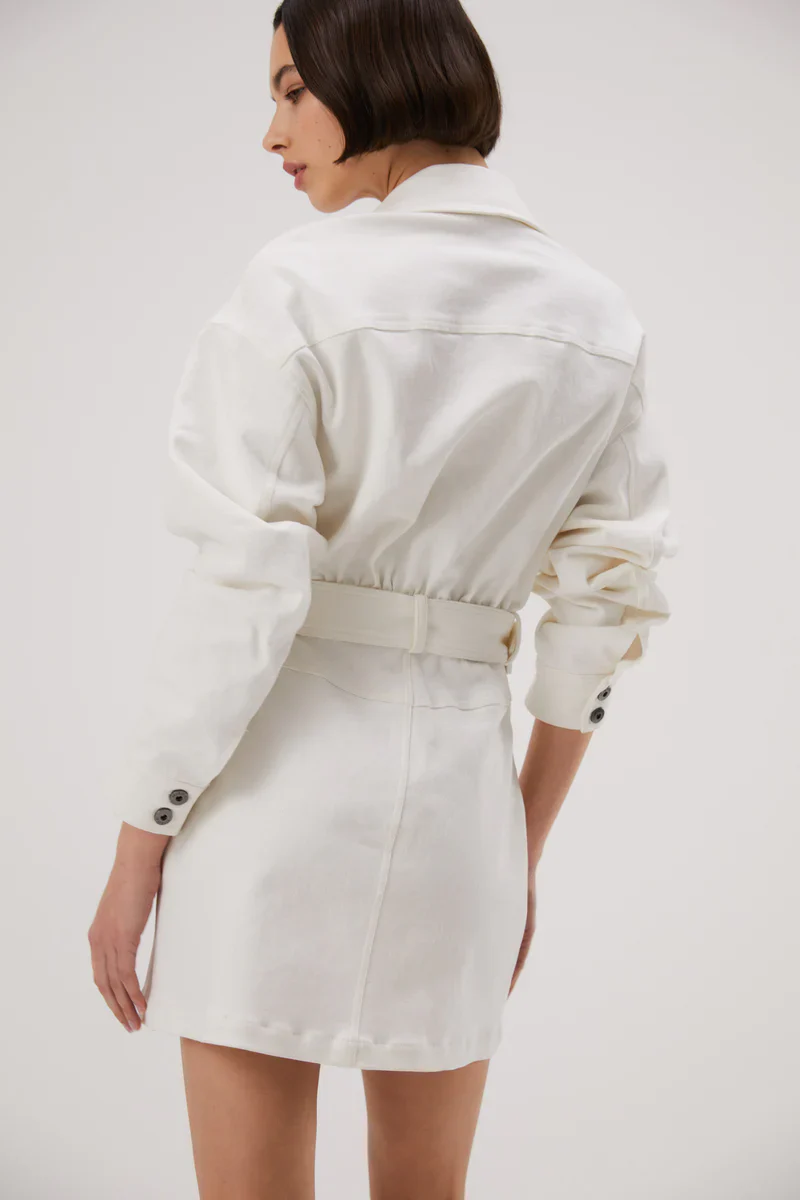 MISHA - Allie Denim Mini Dress (Ivory) - Image 4