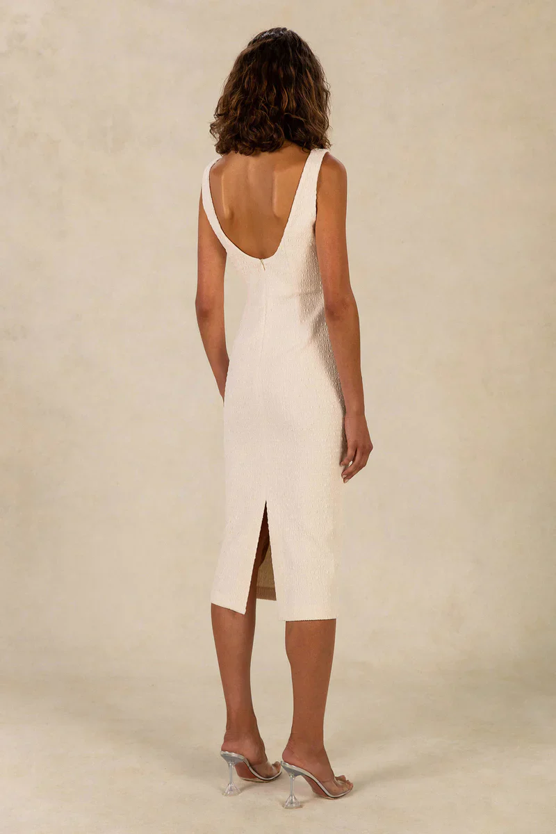 MISHA - Jolande Bubble Bonded Crepe Midi Dress (Cloud) - Image 2
