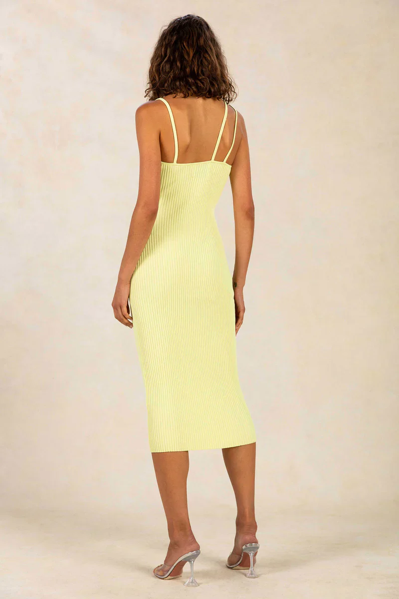 MISHA - Doris Rib Midi Dress (Lime Punch) - Image 2