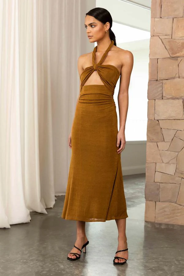 MISHA - Lydia Midi Dress (Bronze) - Image 3