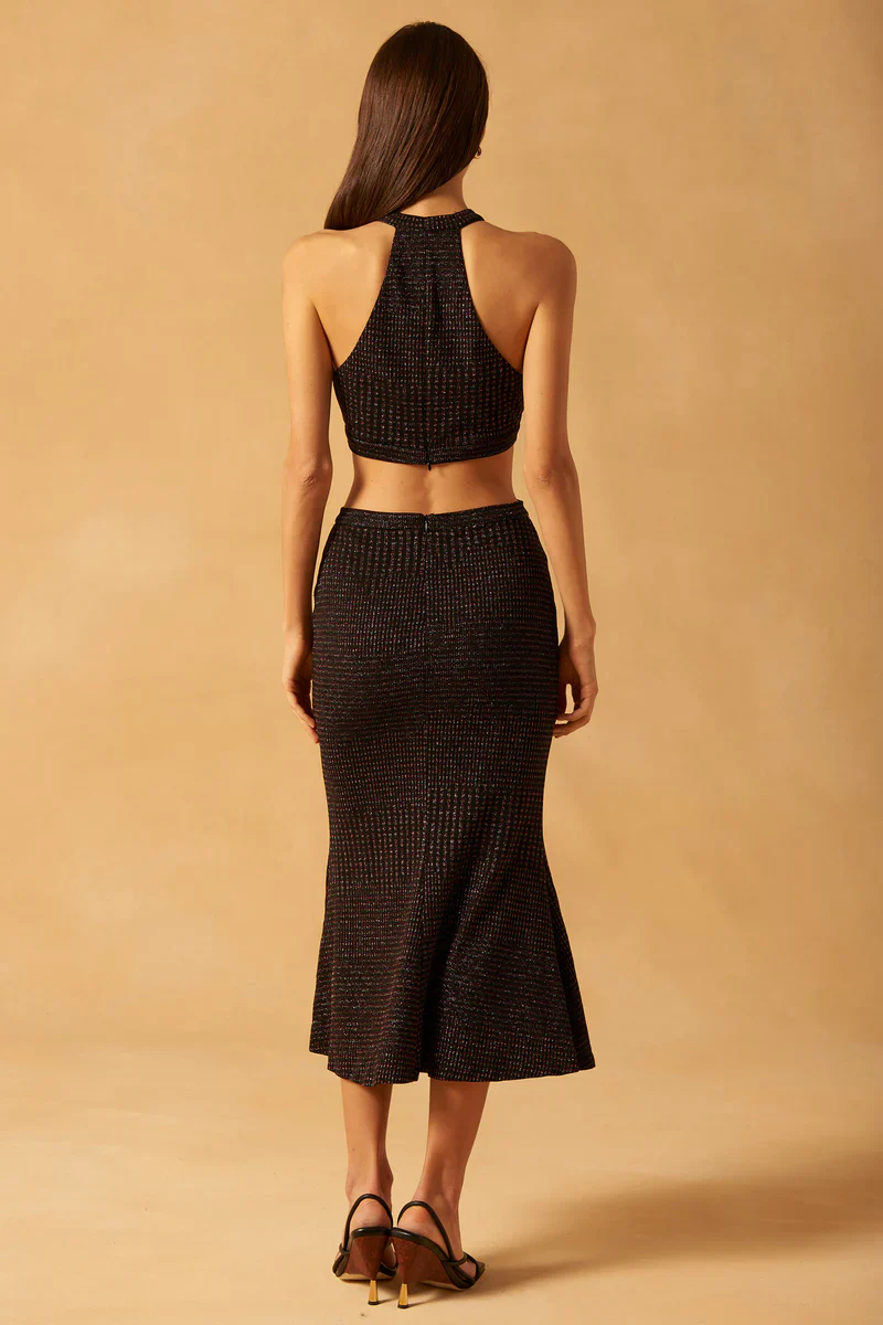 MISHA - Marisa Sparkle Slinky Jersey Midi Dress (Multi Stripe) - Image 2