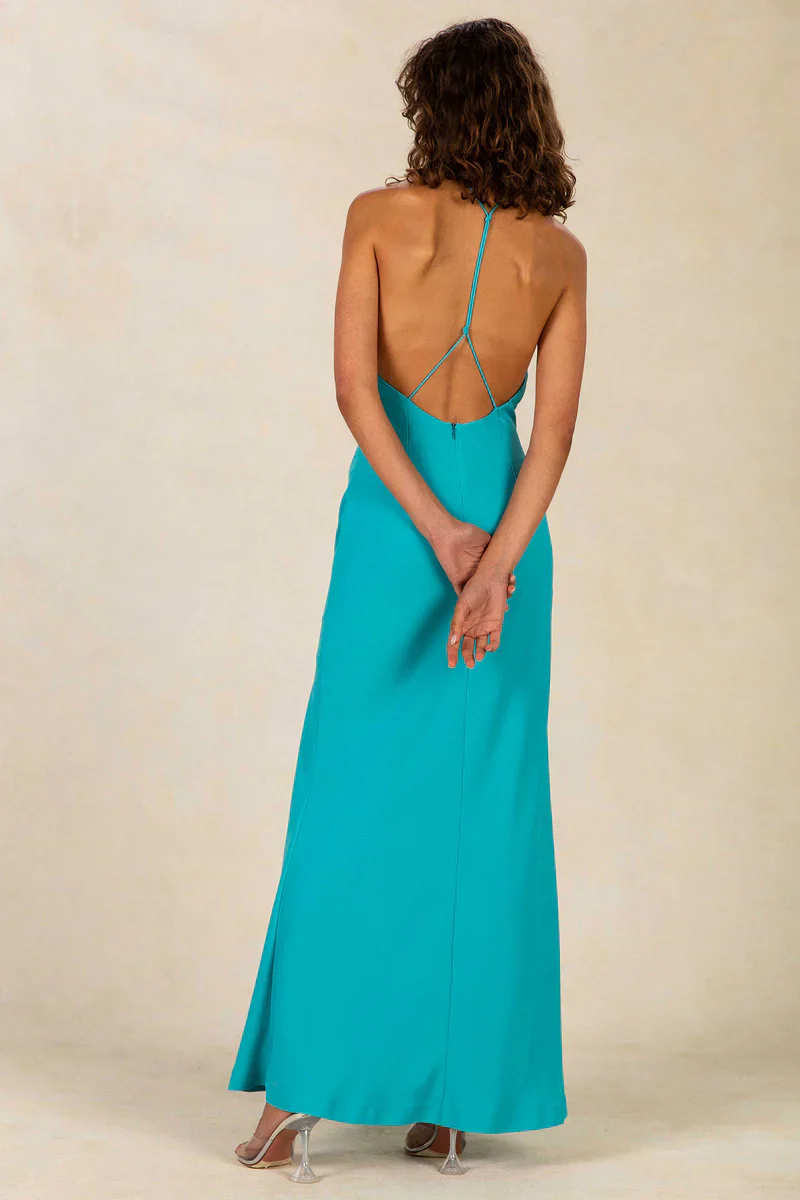 MISHA - Posey Satin Maxi Dress (Capri Blue) - Image 2