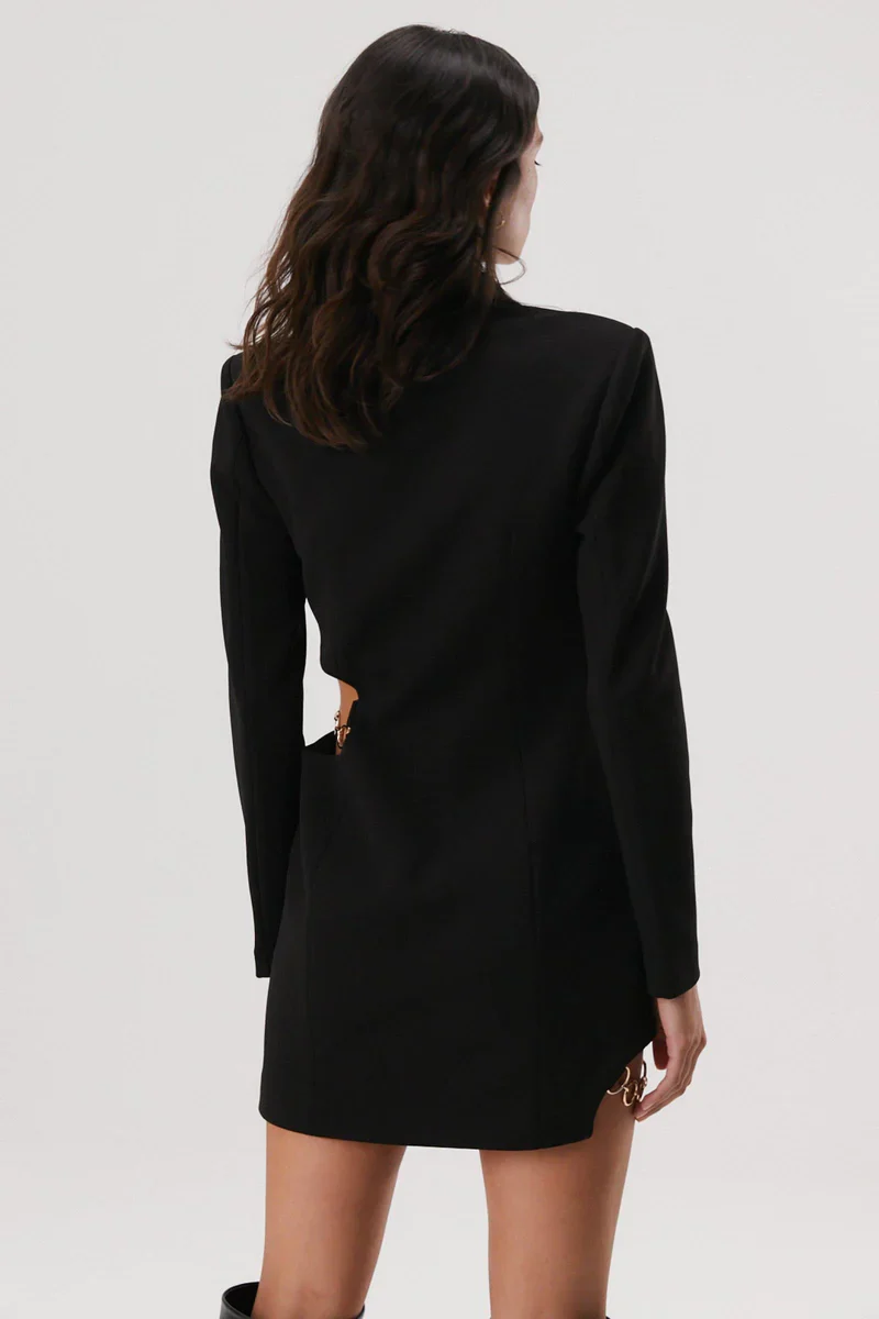 MISHA - UNNA BONDED CREPE MINI DRESS (Black) - Image 4