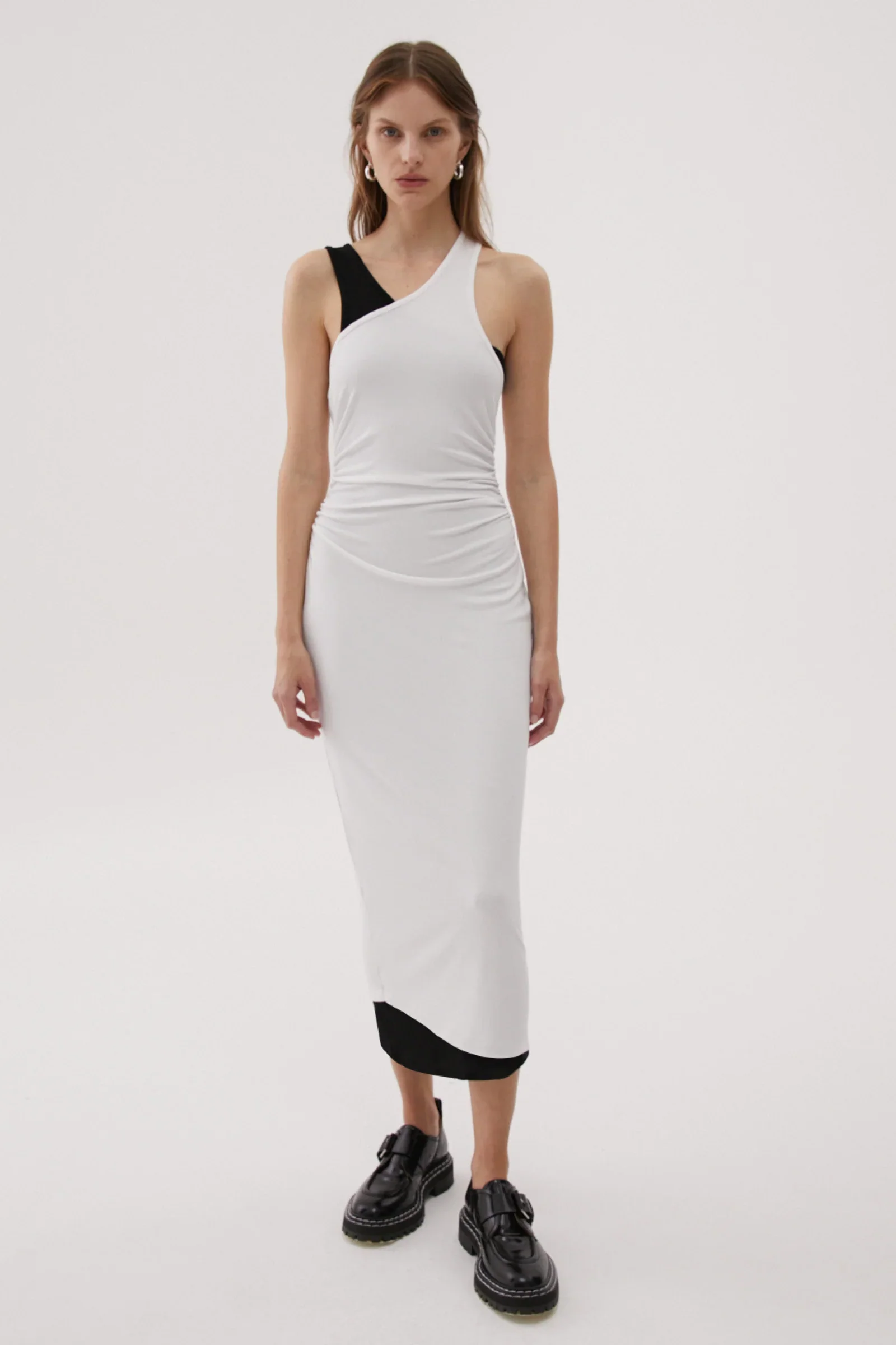 MISHA URBAN -AGLAE MIDI DRESS (IVORY & BLACK)