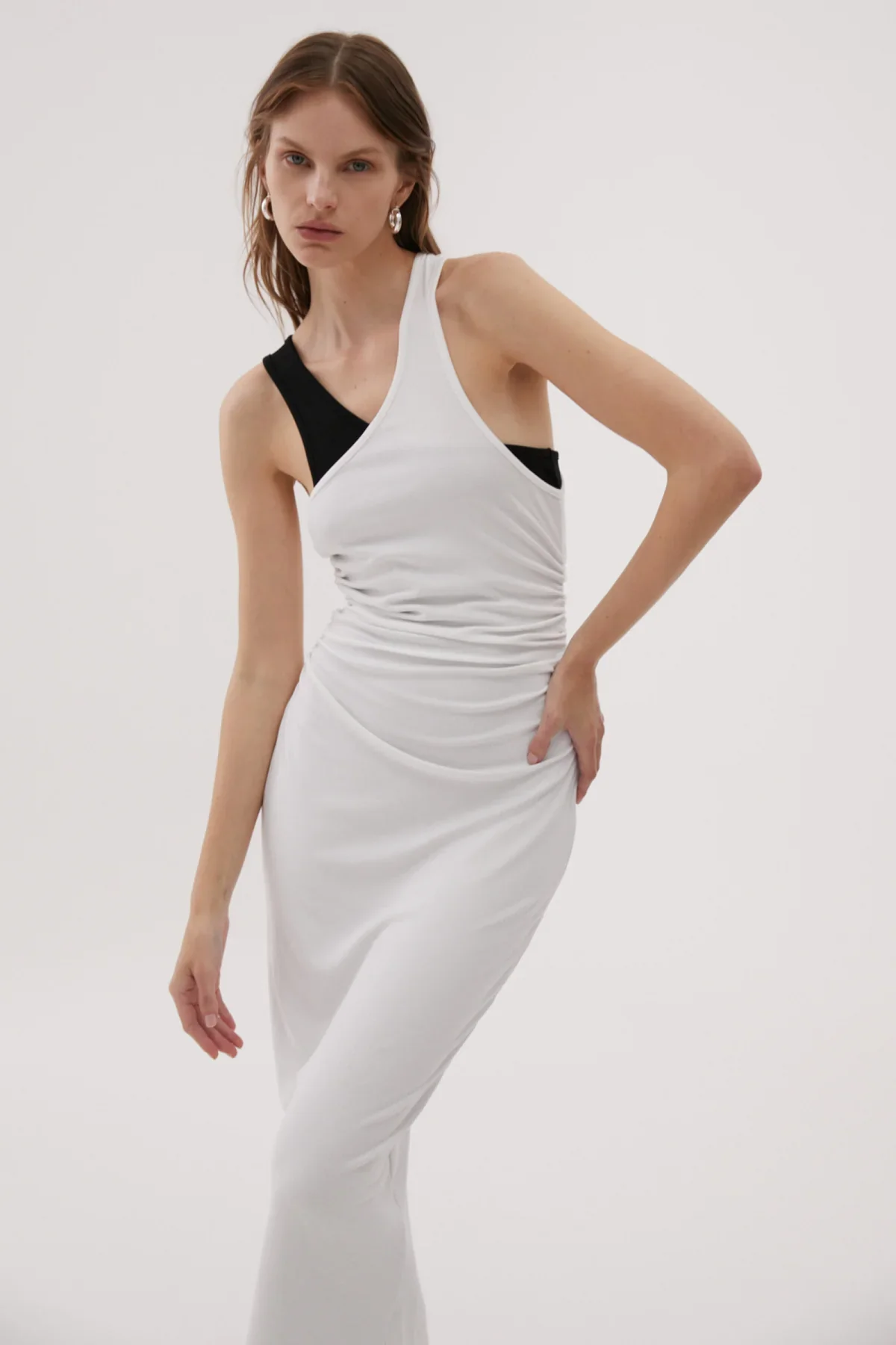 MISHA URBAN -AGLAE MIDI DRESS (IVORY & BLACK) - Image 2