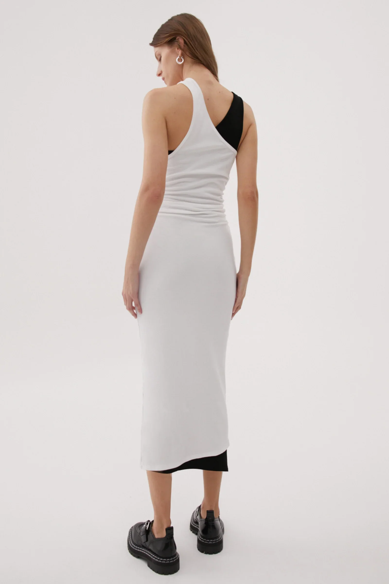 MISHA URBAN -AGLAE MIDI DRESS (IVORY & BLACK) - Image 3