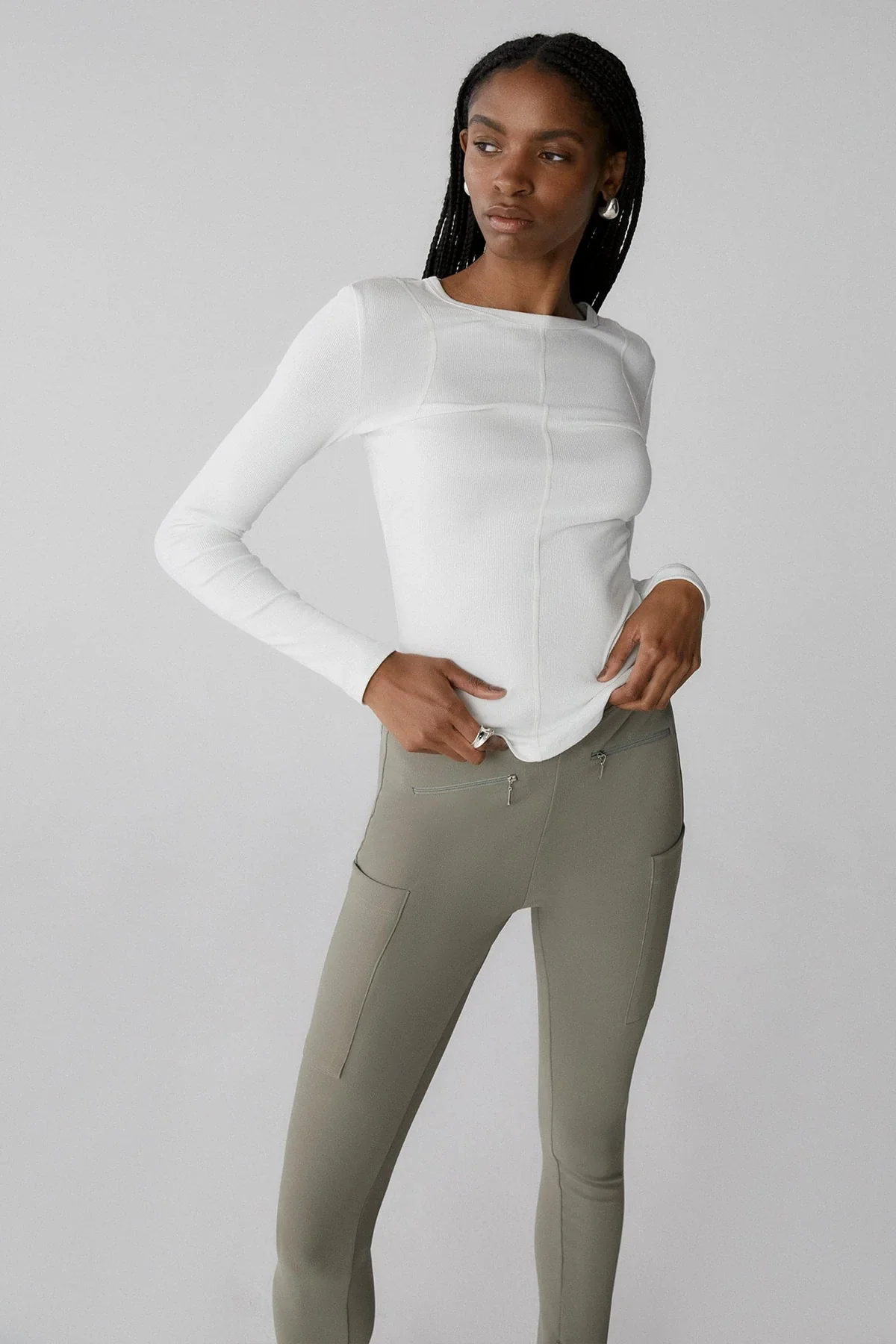 MISHA URBAN - BLAZE RIBBED PONTE PANT (SAGE) - Image 4