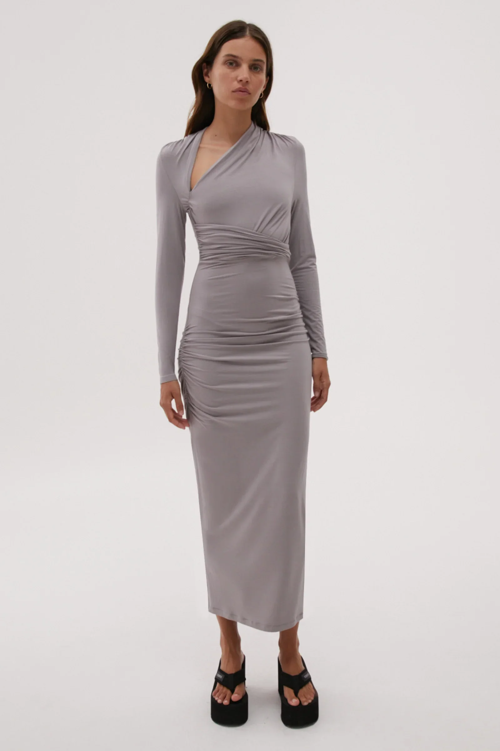 MISHA URBAN - CHESAH MIDI DRESS (GULL GREY)
