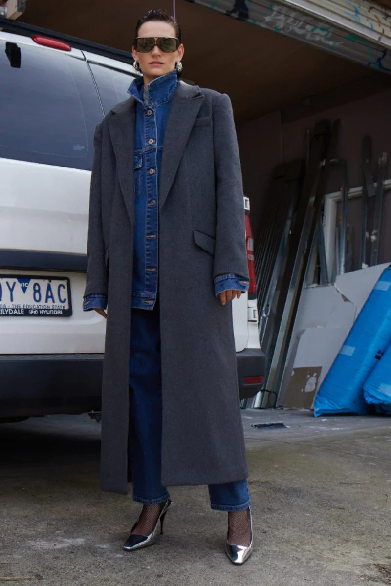 MISHA URBAN - DABNEY OVERSIZED COAT (Charcoal) - Image 3