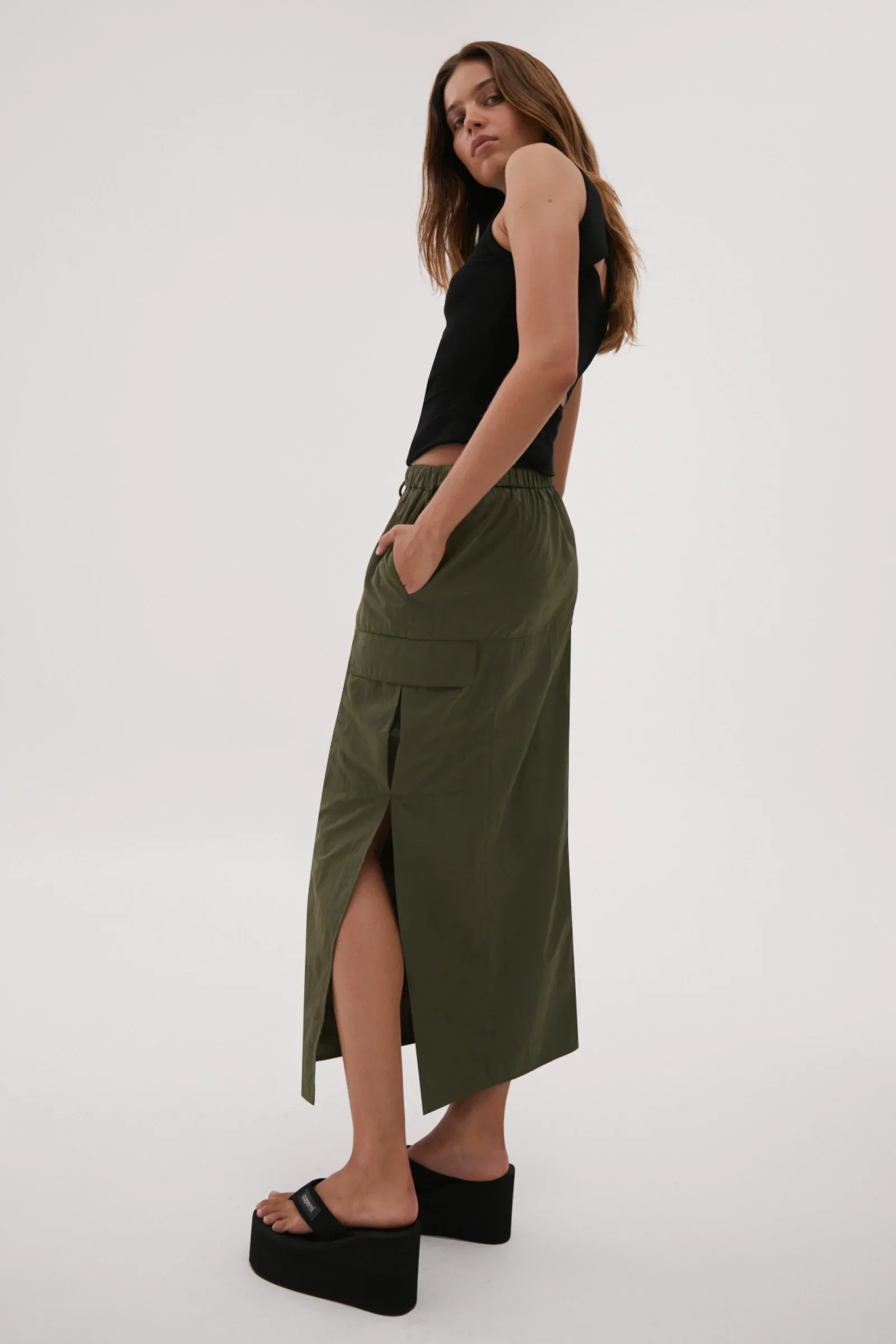 MISHA URBAN - JALEN MIDI SKIRT (SAGE GREEN) - Image 2