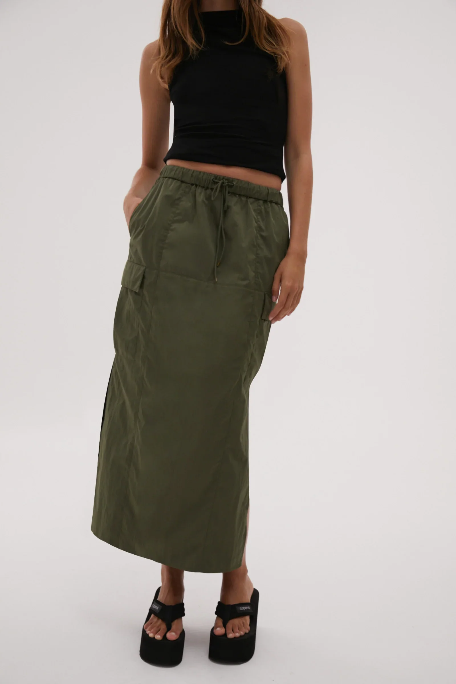 MISHA URBAN - JALEN MIDI SKIRT (SAGE GREEN) - Image 3