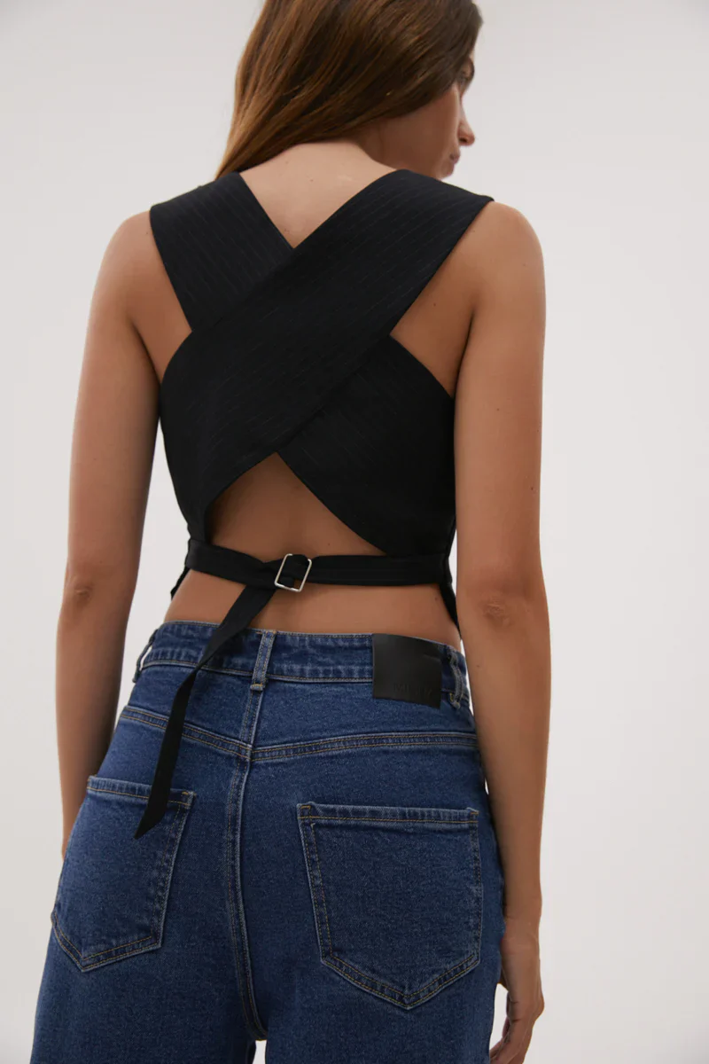 MISHA URBAN - ODALIS VEST (NAVY PINSTRIPE) - Image 2