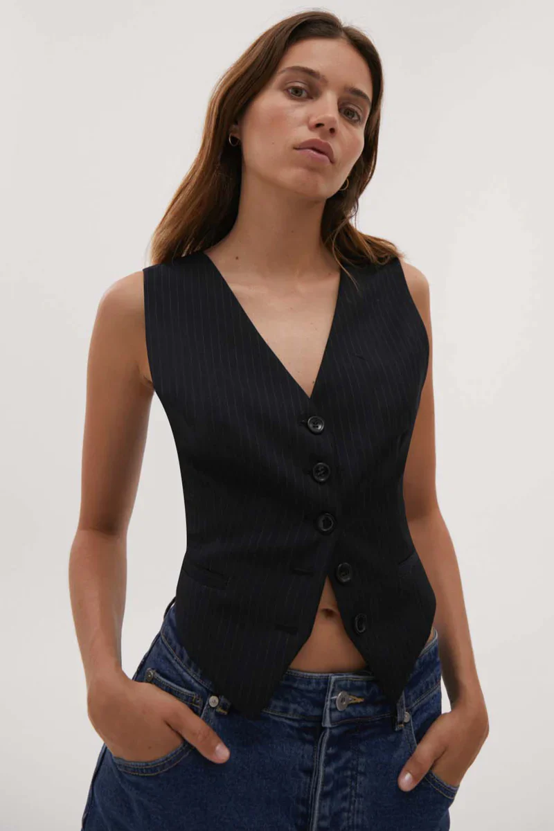 MISHA URBAN - ODALIS VEST (NAVY PINSTRIPE) - Image 3