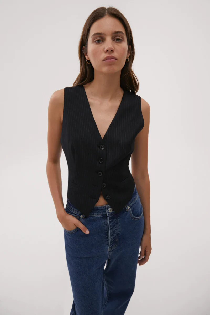 MISHA URBAN - ODALIS VEST (NAVY PINSTRIPE) - Image 4