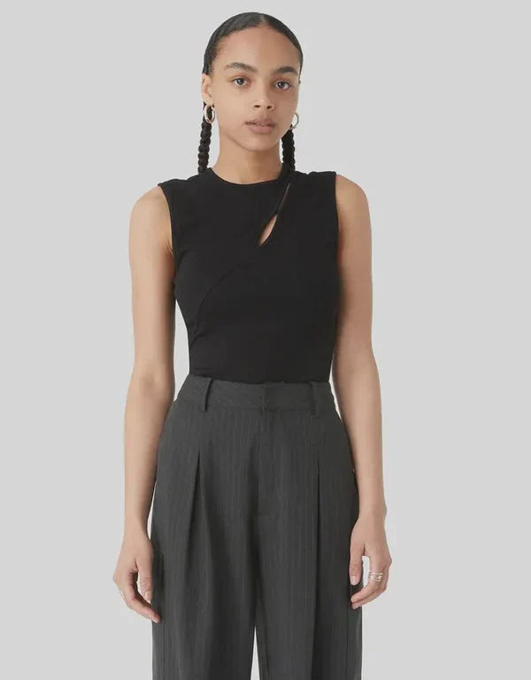 MISHA URBAN - ZION RIB JERSEY TANK (BLACK)