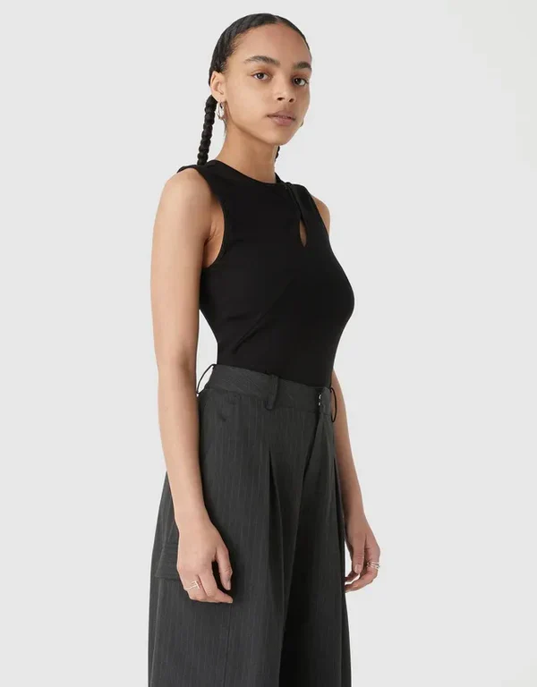 MISHA URBAN - ZION RIB JERSEY TANK (BLACK) - Image 4