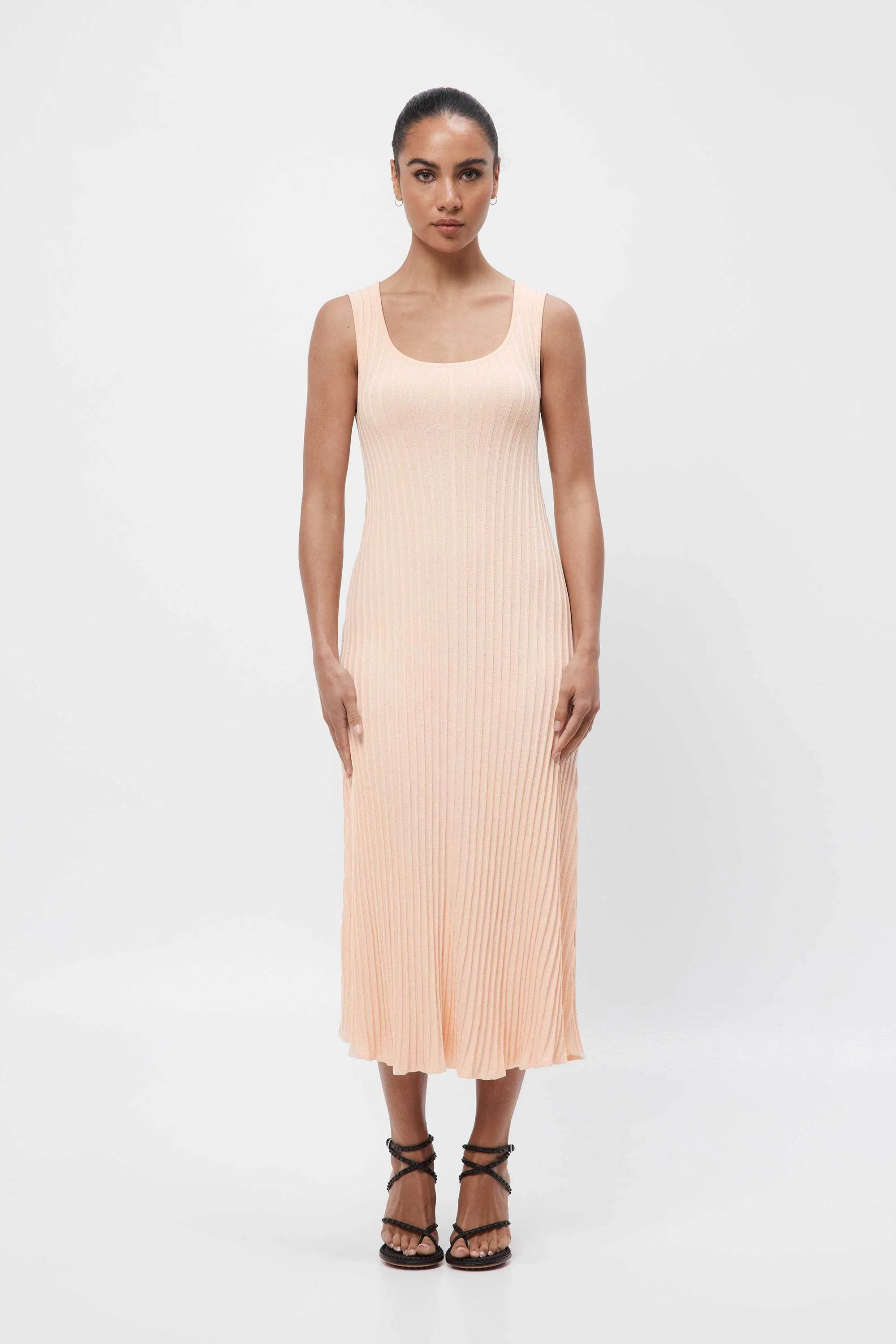 MOSSMAN - Beyond A Dream Knit Midi Dress (Peach Marle) - Image 3