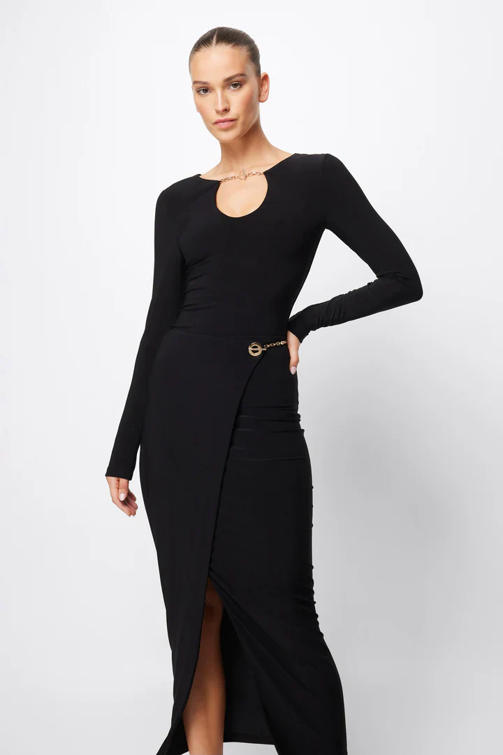 MOSSMAN - DEFIANT MIDI SKIRT (BLACK) - Image 4