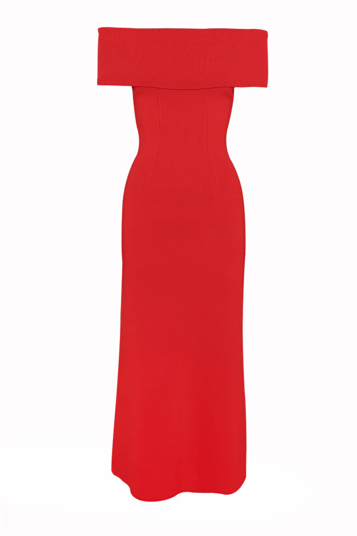 MOSSMAN - MONACO OFF SHOULDER DRESS (RED)