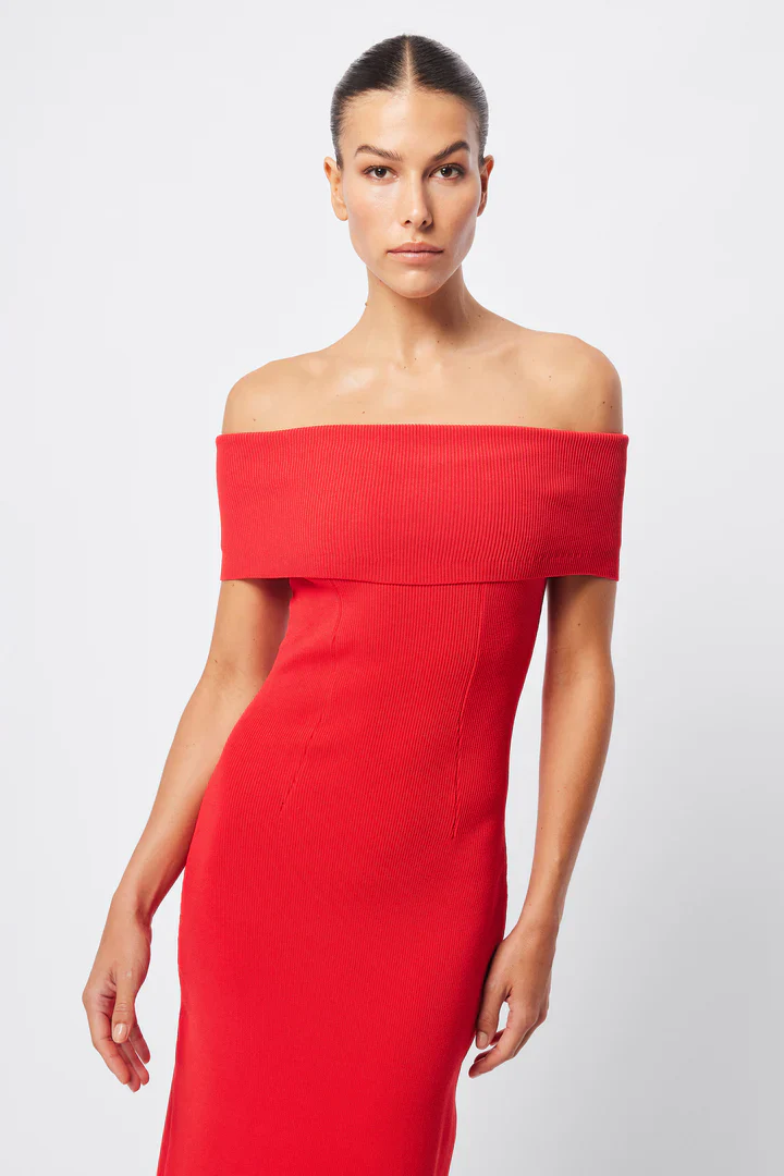 MOSSMAN - MONACO OFF SHOULDER DRESS (RED) - Image 2