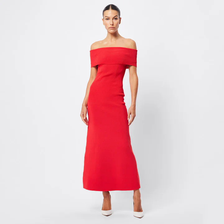 MOSSMAN - MONACO OFF SHOULDER DRESS (RED) - Image 3