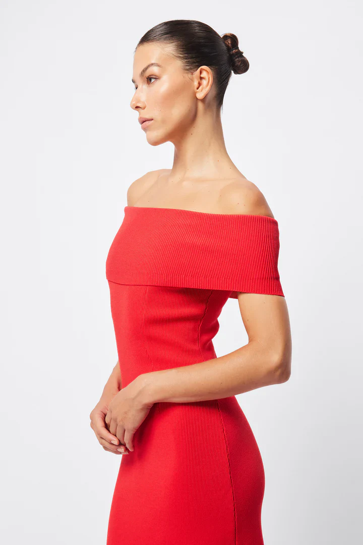 MOSSMAN - MONACO OFF SHOULDER DRESS (RED) - Image 6