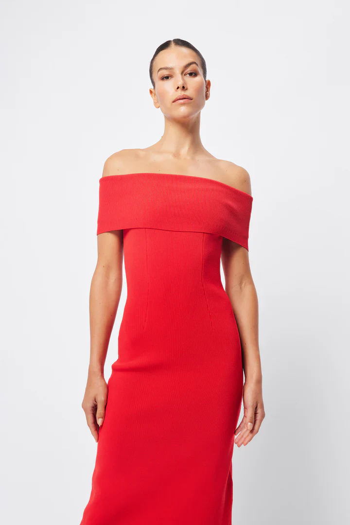 MOSSMAN - MONACO OFF SHOULDER DRESS (RED) - Image 7