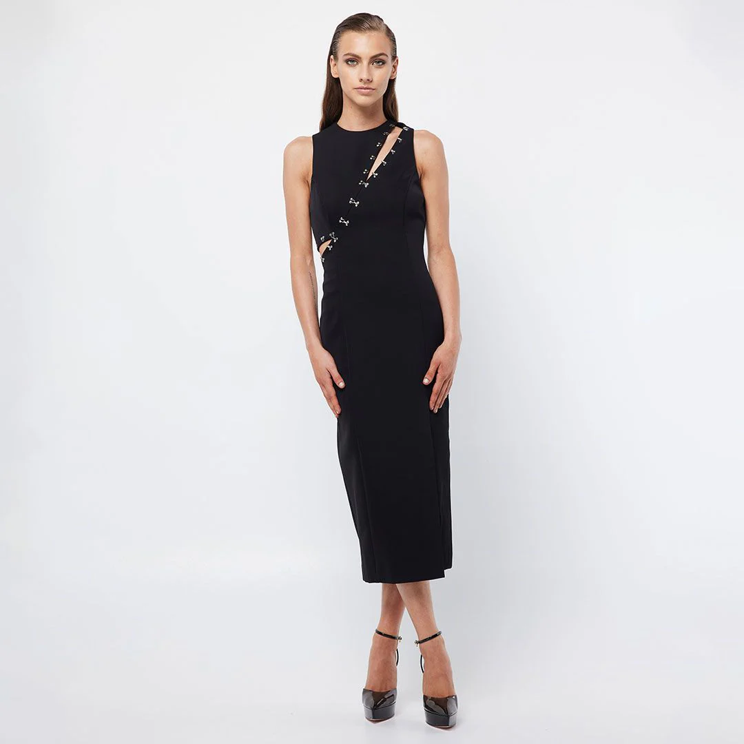 MOSSMAN - The Embrace Midi Dress (Black)  FINAL SALE - Image 4