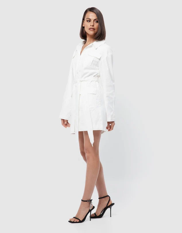 MOSSMAN - The Lexington Shirt Dress (White) - Image 3