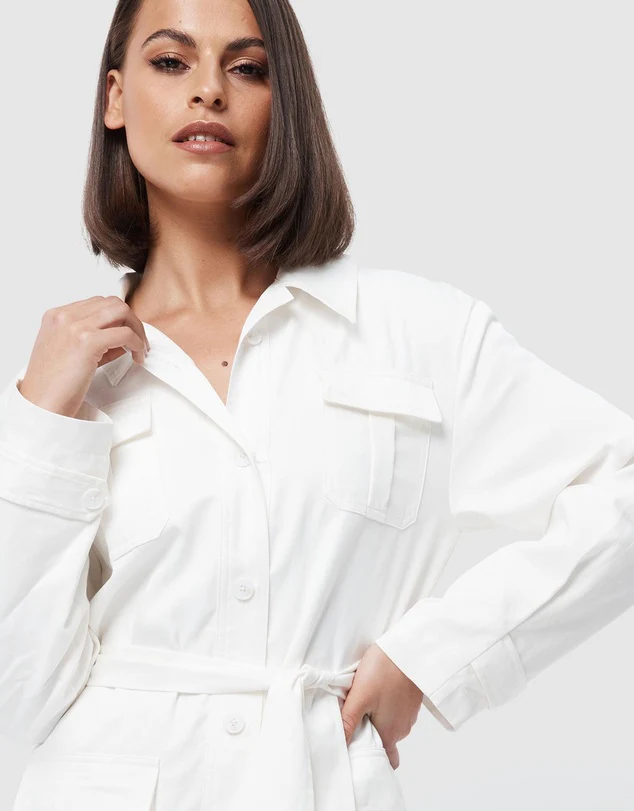 MOSSMAN - The Lexington Shirt Dress (White) - Image 6