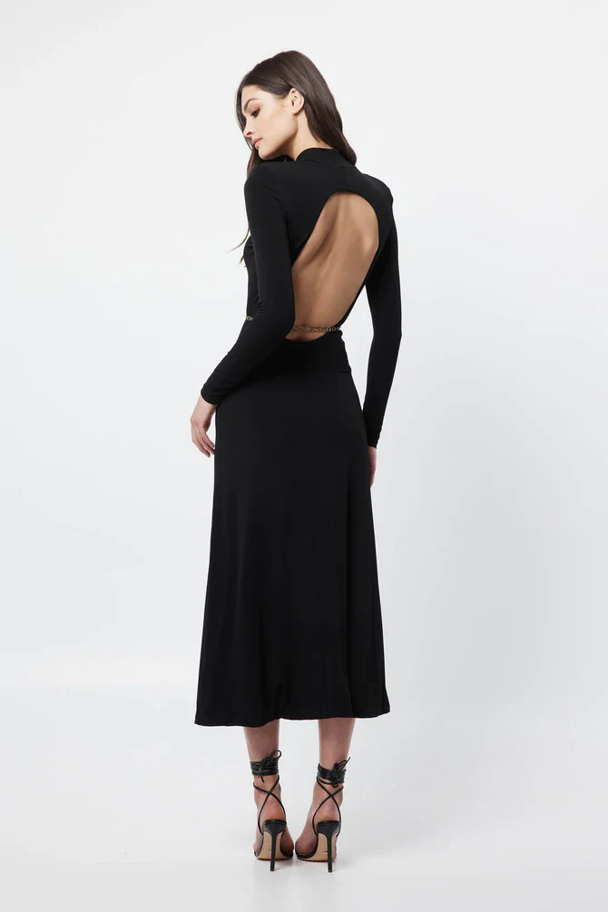 MOSSMAN - The Utopia Midi Dress (Black) - Image 2