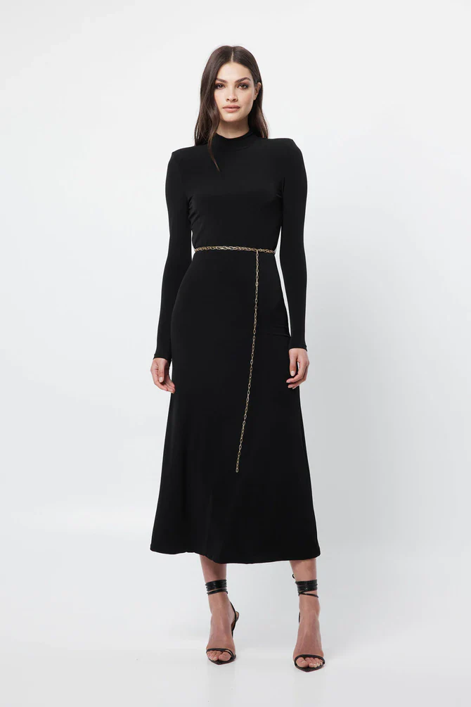 MOSSMAN - The Utopia Midi Dress (Black) - Image 3