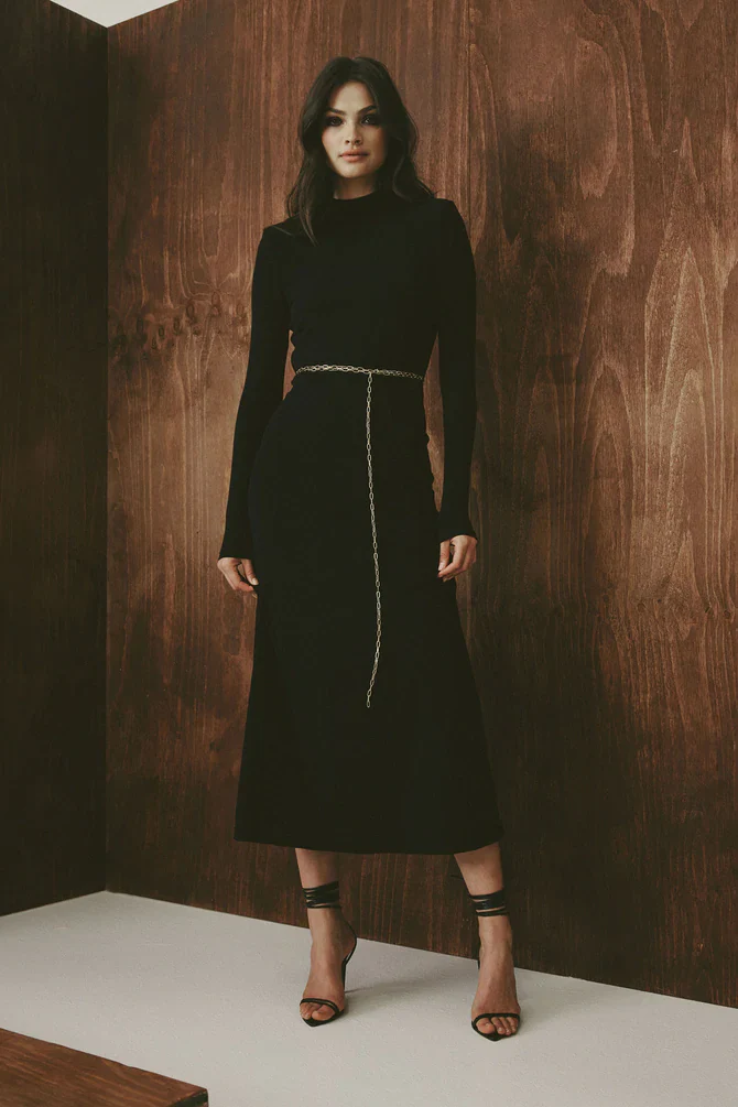 MOSSMAN - The Utopia Midi Dress (Black) - Image 5