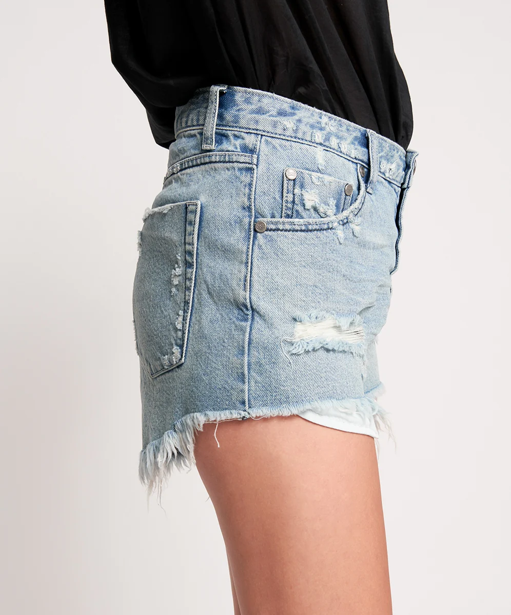 ONE TEASPOON - Outlaws Mid Length Denim Short (Salty Dog) DISTRESSED - Image 3