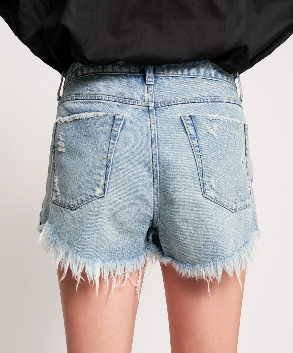 ONE TEASPOON - Outlaws Mid Length Denim Short (Salty Dog) DISTRESSED - Image 4