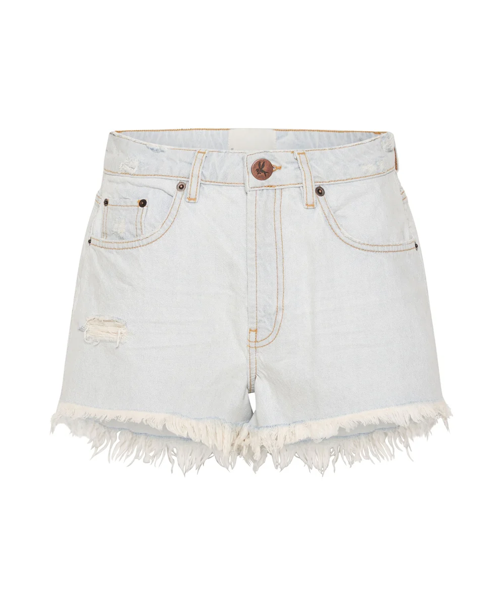ONE TEASPOON - Trucker Mid Waist Denim Short (Bel Air Blue) - Image 7