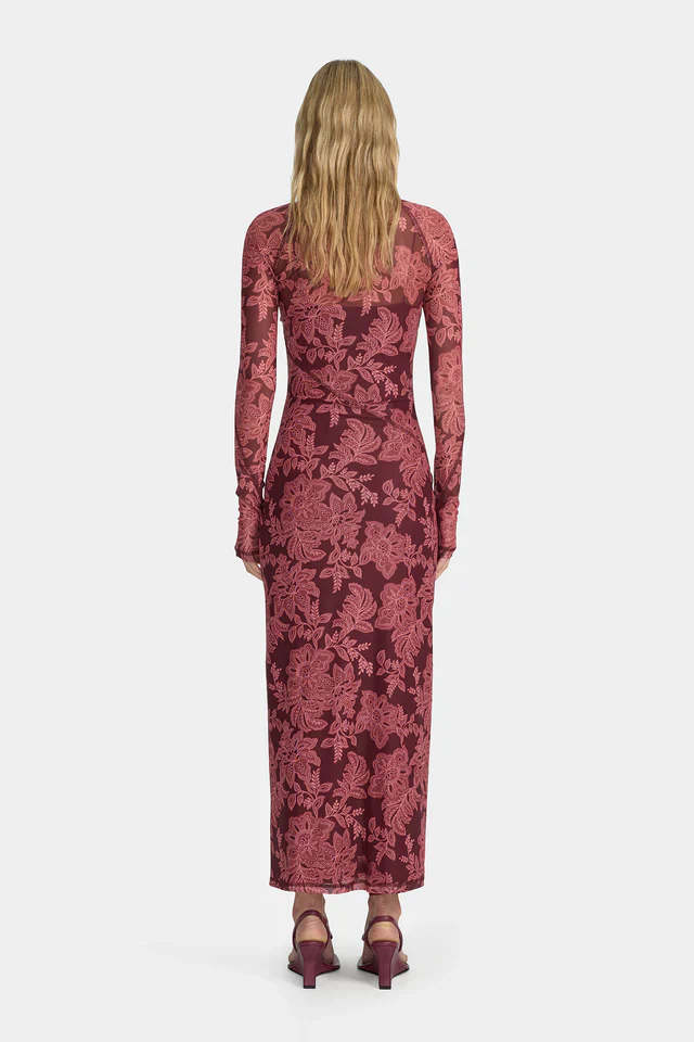 OWNLEY - CARLA MESH MIDI DRESS (PLUM PAISLEY) - Image 4