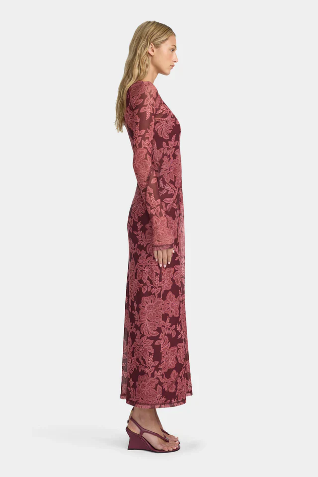 OWNLEY - CARLA MESH MIDI DRESS (PLUM PAISLEY) - Image 5