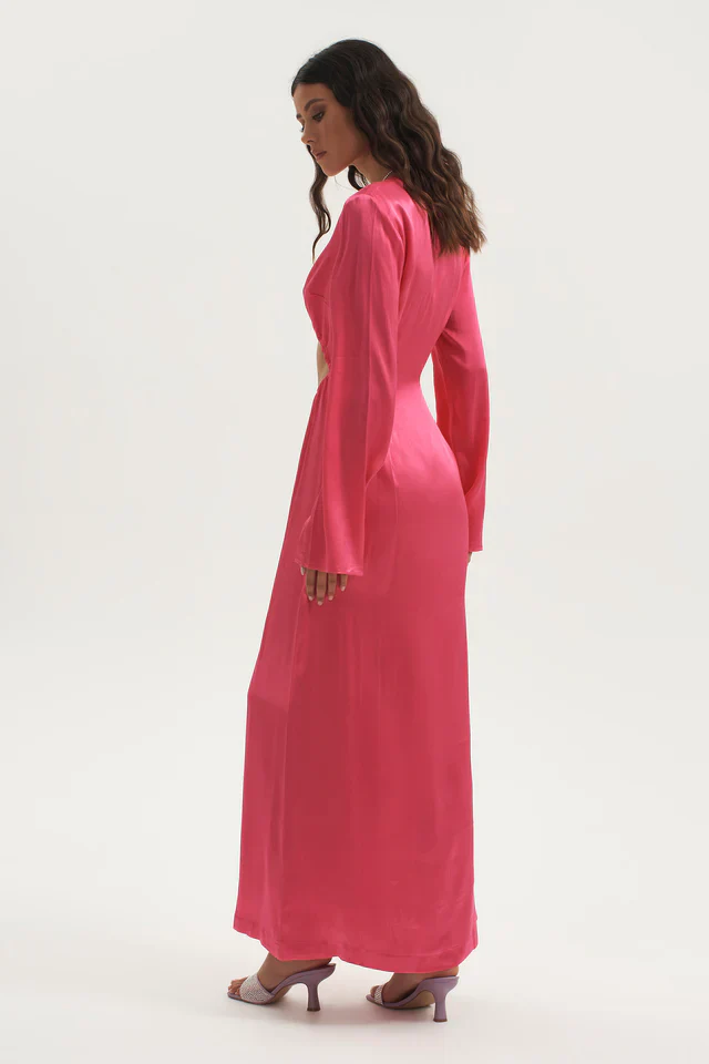 OWNLEY - Lilith Drawstring Cut Out Dress (Hot Pink) - Image 2