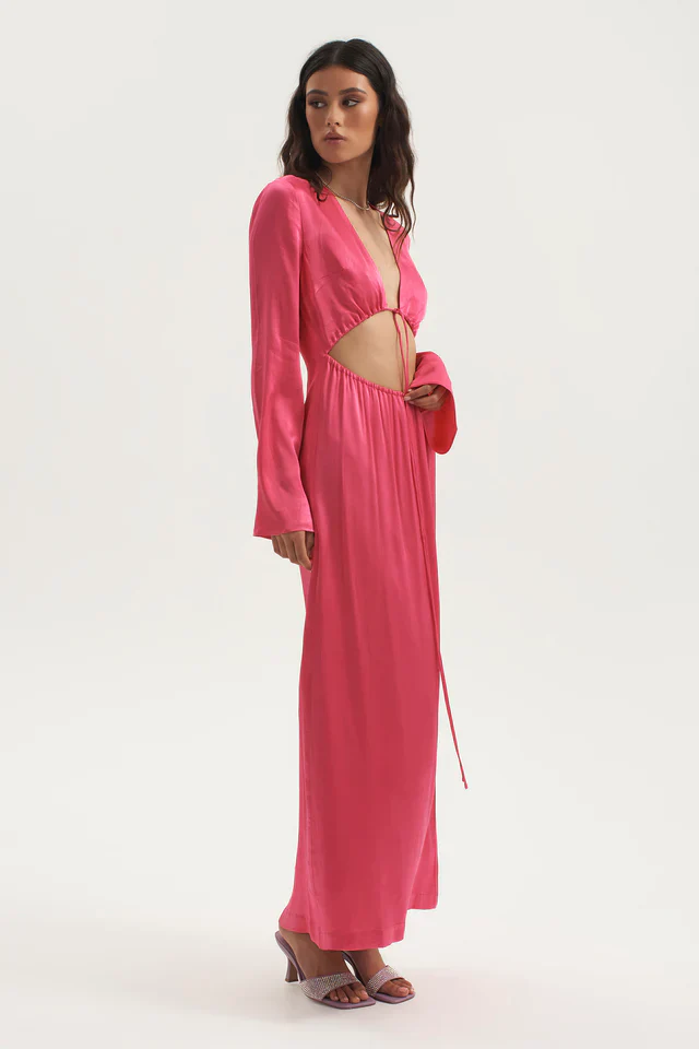 OWNLEY - Lilith Drawstring Cut Out Dress (Hot Pink) - Image 4