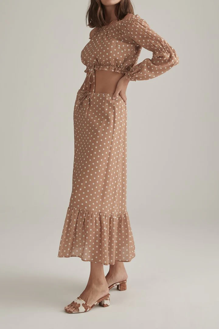 OWNLEY - The Philly Skirt (Tan Polka)