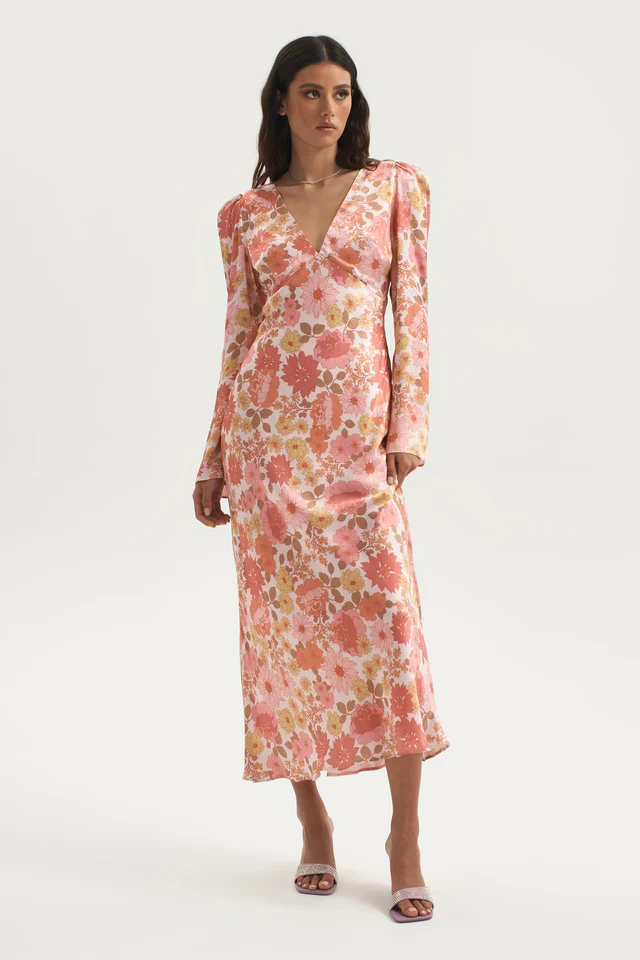 OWNLEY - Zaliah Bias Backless Midi Dress (Pink Floral) - Image 3
