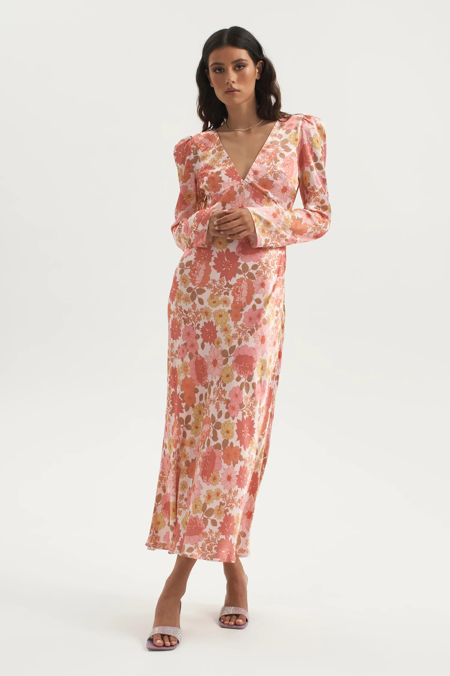 OWNLEY - Zaliah Bias Backless Midi Dress (Pink Floral) - Image 4